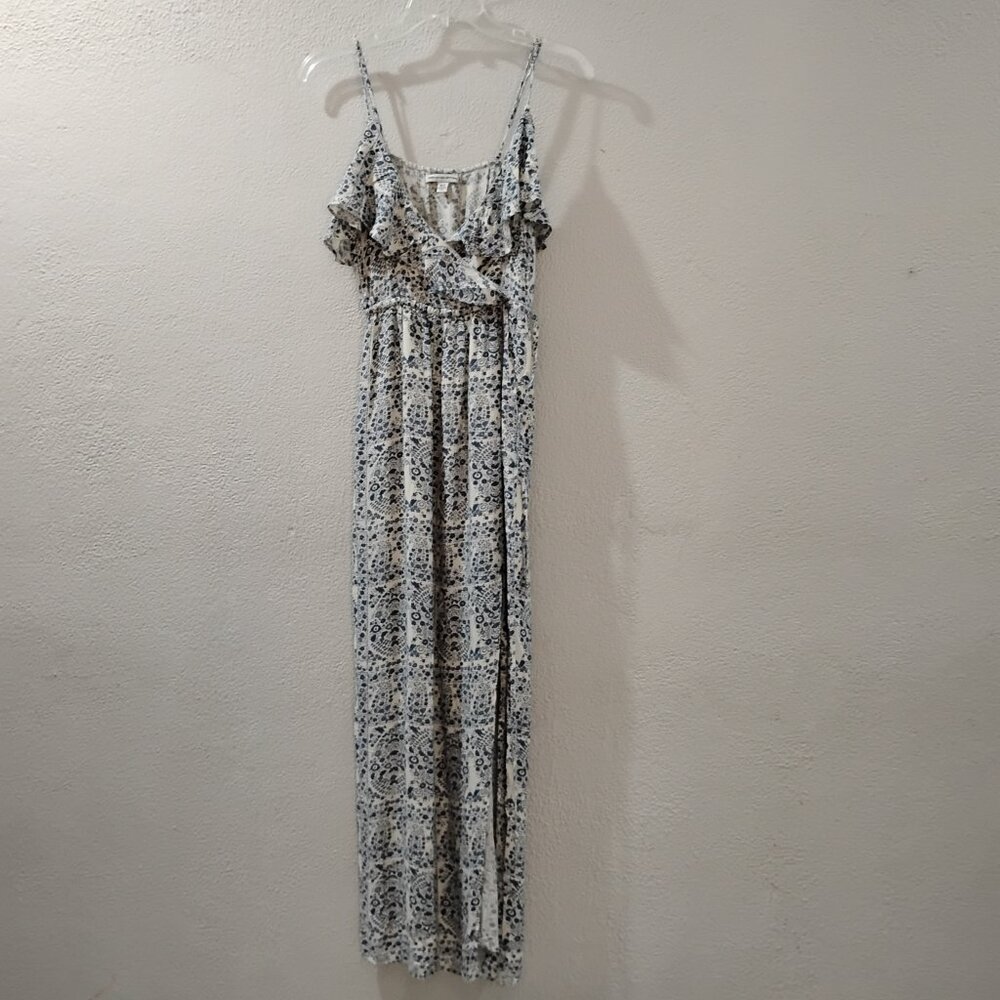 AMERICAN EAGLE OUTFFITS -XS/TP DRESS TRIMS AND FLARE TOP MAXI DRESS MACRO BLUES